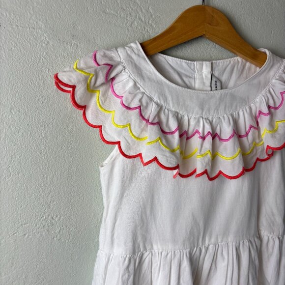 Janie and Jack Girls Dress White Embroidered Ruffle Scalloped Trim Size 4 - Picture 2 of 7